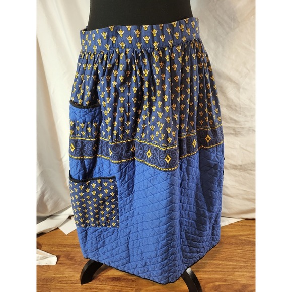 Vintage Souleiado Charles Demery FranceCotton Quilted SkirtBlue